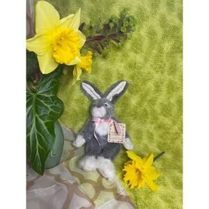 Bearington Heartcraft Bunny Gray Pink Ribbon Plush 1218 NWT Easter Gift